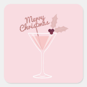 Pink Martini Christmas Square Sticker
