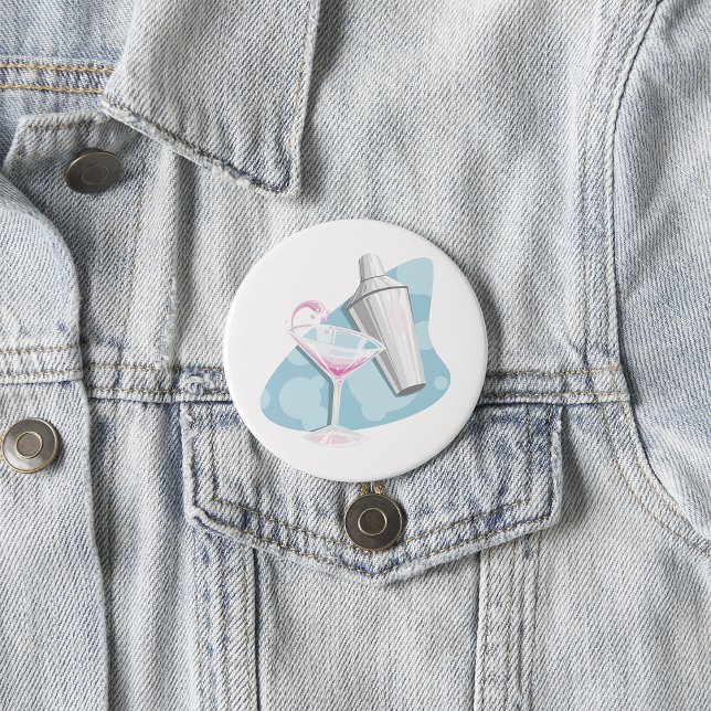 Pink Martini Cocktail and Silver Shaker Button (Creator Uploaded)