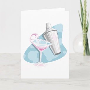 Pink Martini Cocktail and Silver Shaker Card