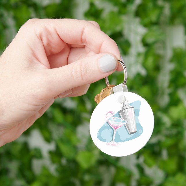 Pink Martini Cocktail and Silver Shaker Keychain (Creator Uploaded)