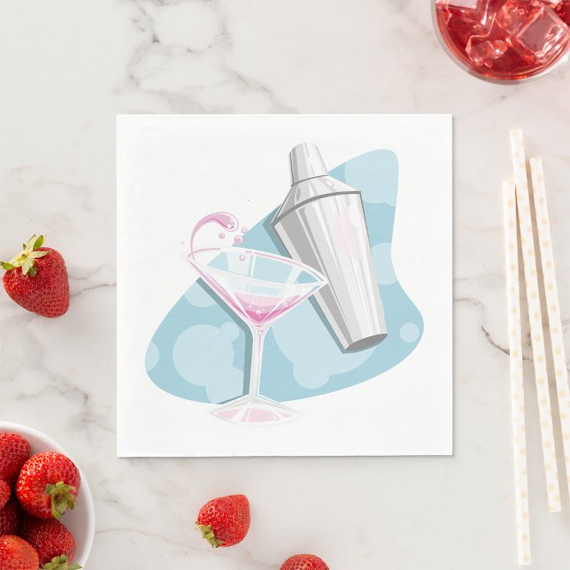 Pink Martini Cocktail and Silver Shaker Napkins (Creator Uploaded)
