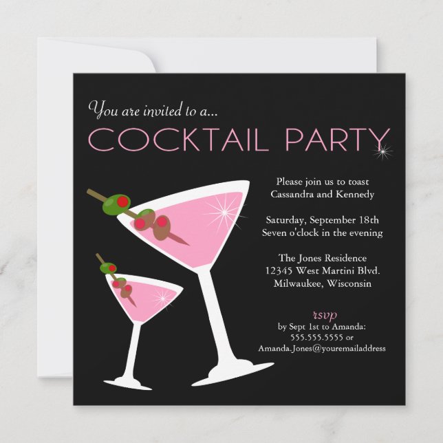 Pink Martini Cocktail Party Invitation (Front)