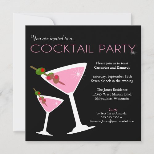 Pink Martini Cocktail Party Invitation