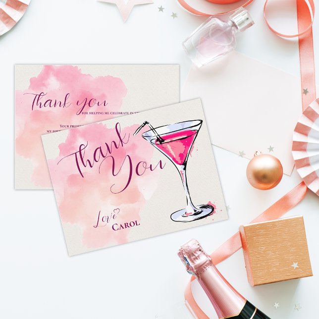 Pink Martini Cocktail Party Thank You Postcard (Pink Martini Cocktail Party Thank You Postcard)