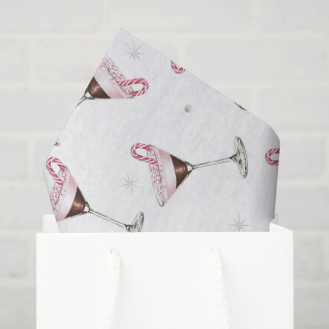 Pink Martini Cocktail Pattern Festive Holiday  Tissue Paper (Gift Bag)