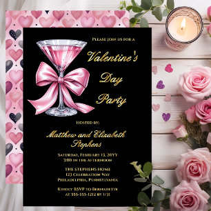 Pink Martini Coquette Bow Valantine's Day Party Foil Invitation