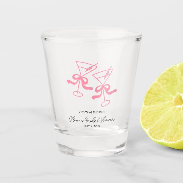 Pink Martini Coquette Bridal Shower Party Favor Shot Glass (Front)