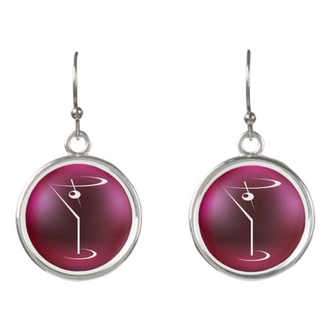 Pink Martini Earrings - Martini Jewelry Design (Front)
