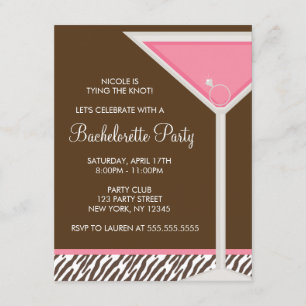 Pink Martini Glass Bachelorette Party Invitation