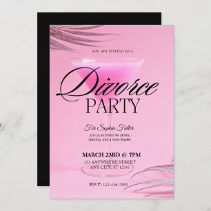 Pink Martini Glass Divorce Party Invitation