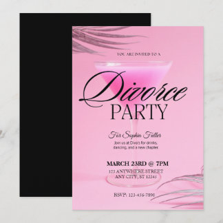 Pink Martini Glass Divorce Party Invitation
