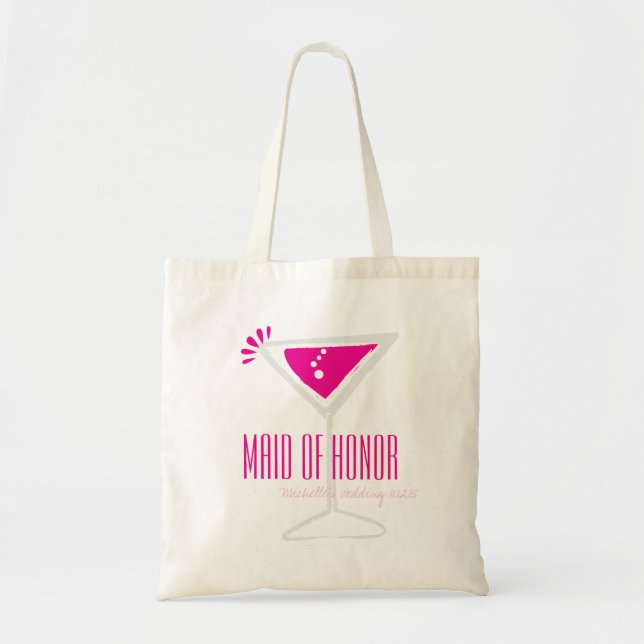 Pink Martini Glass Maid of Honor  Canvas Bag (Front)