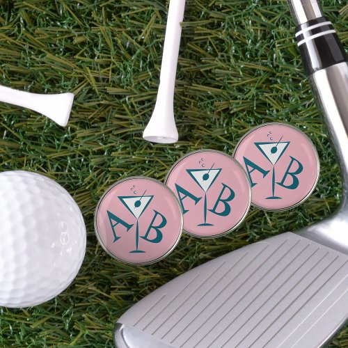 Pink Martini Monogram Golf Ball Marker