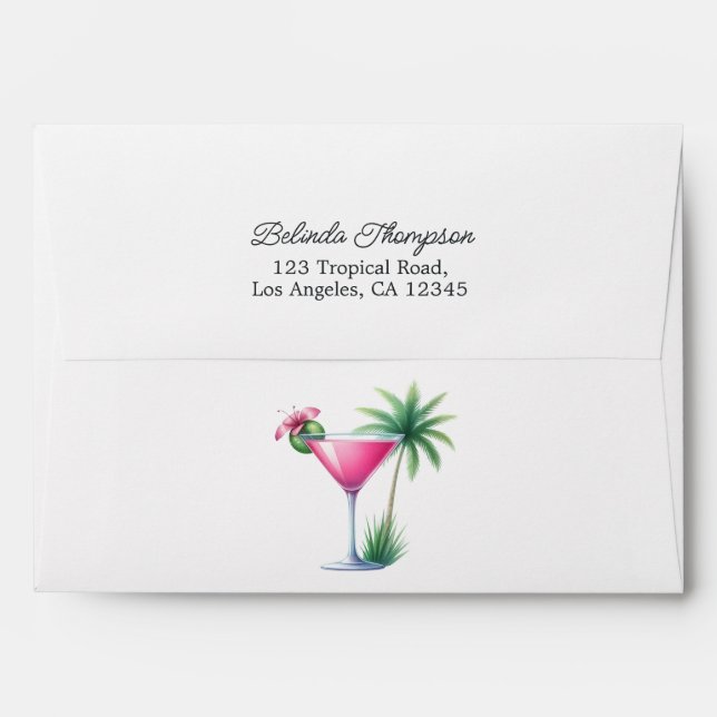 Pink Martini Tropical Palm Envelope (Back (Top Flap))
