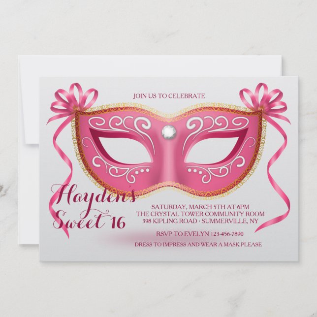Pink Mask Invitation (Front)