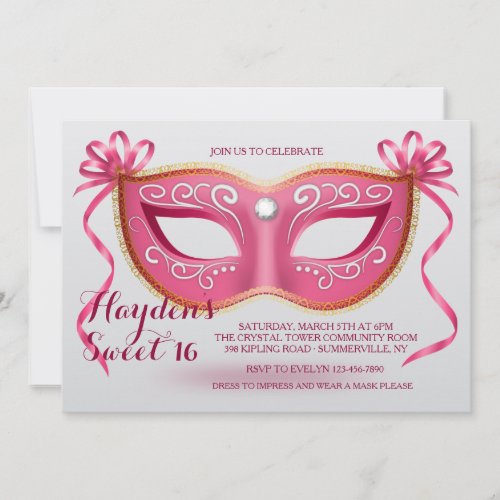 Pink Mask Invitation
