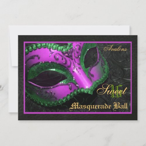 Pink  Mask Masquerade Sweet 16 Party Invitation