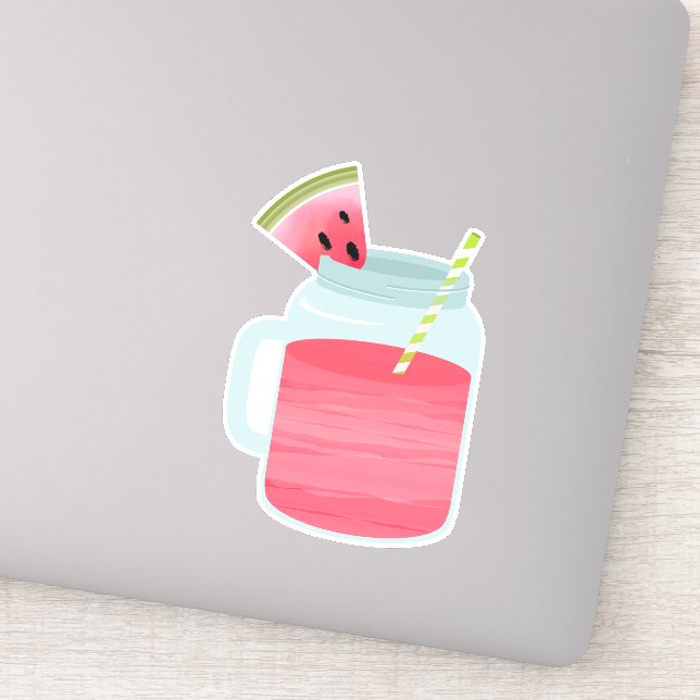 Pink Mason Jar Watermelon Lemonade Drink Sticker (Detail)