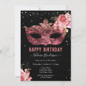 Pink Masquerade Birthday Party Invitation (Front)