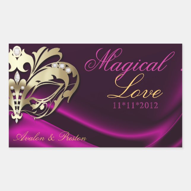 Pink Masquerade Gold Candy Buffet Sticker (Front)