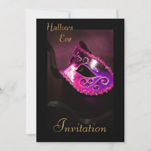 Pink Masquerade Halloween Holiday Invitation