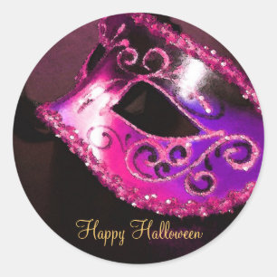 Pink  Masquerade Halloween Party Stickers