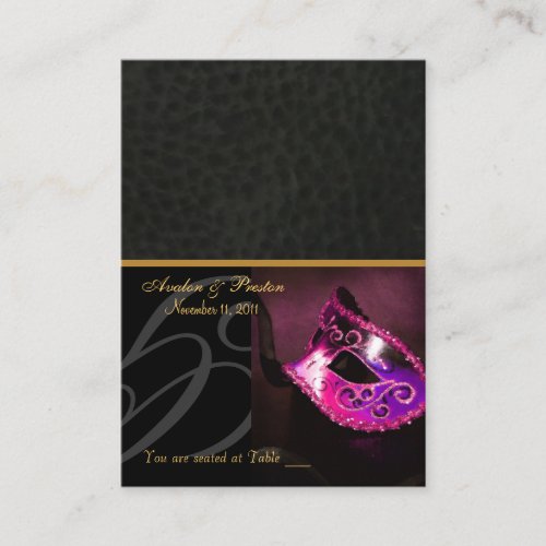 Pink Masquerade Mask Placecard Business Card