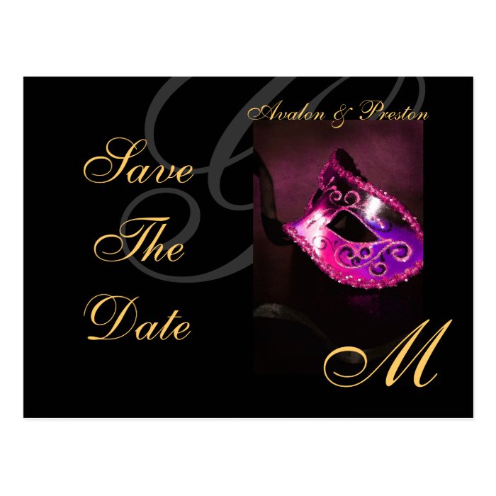 Pink Masquerade Mask Save The Date Postcard