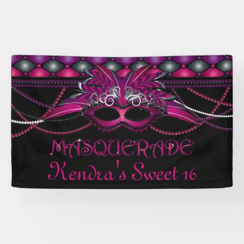 Pink Masquerade Party Banner