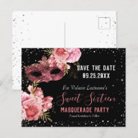 Pink Masquerade Sweet Sixteen Save the Date