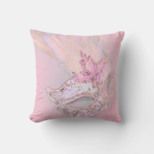 Pink Masquerade Throw Pillow (Front)