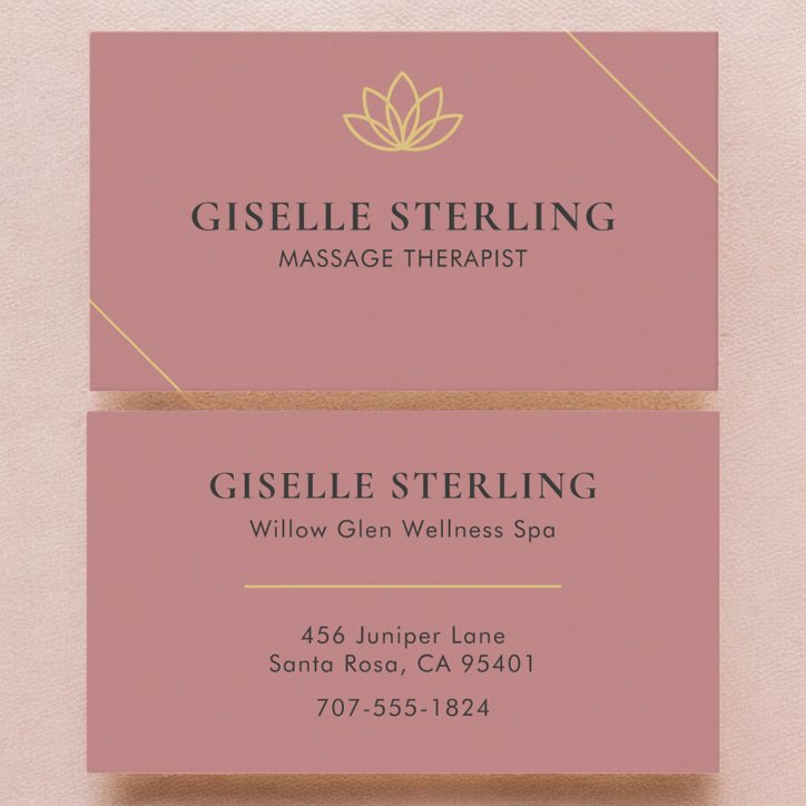 Pink Massage Therapist Minimalist Lotus Business Card