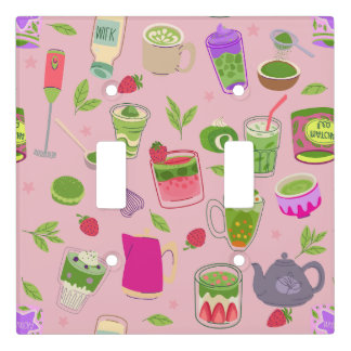 pink matcha tea strawberry smoothie light switch cover