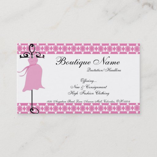 Customizable Pink Maternity Dress Boutique Business Cards