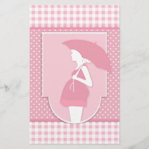 pink maternity stationery