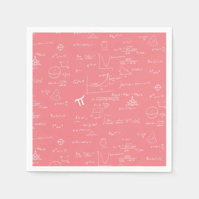 Pink Math Equations Graphics Party Napkins (Front)