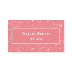 Pink Math Tutor Teacher Formula Pattern Business Card