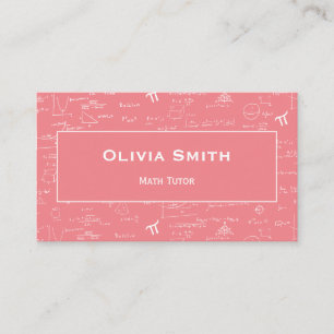 Pink Math Tutor Teacher Formula Pattern Business Card