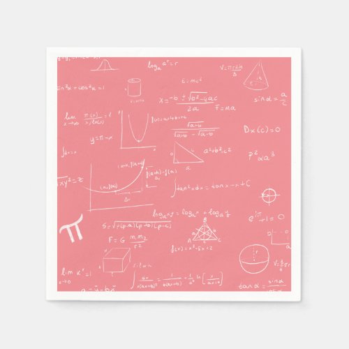 Pink Mathematics Formulas and Equations Party Napkins