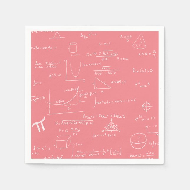 Pink Mathematics Formulas and Equations Party Napkins (Front)