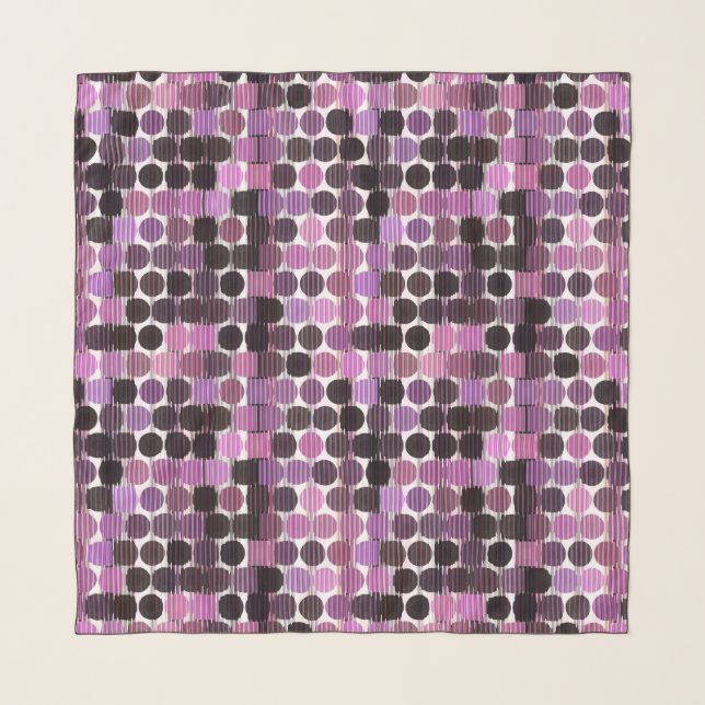 Pink, Mauve and black rose geometric Scarf (Front)