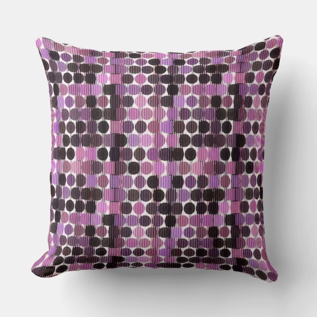 Pink, Mauve and black rose geometric Throw Pillow (Front)