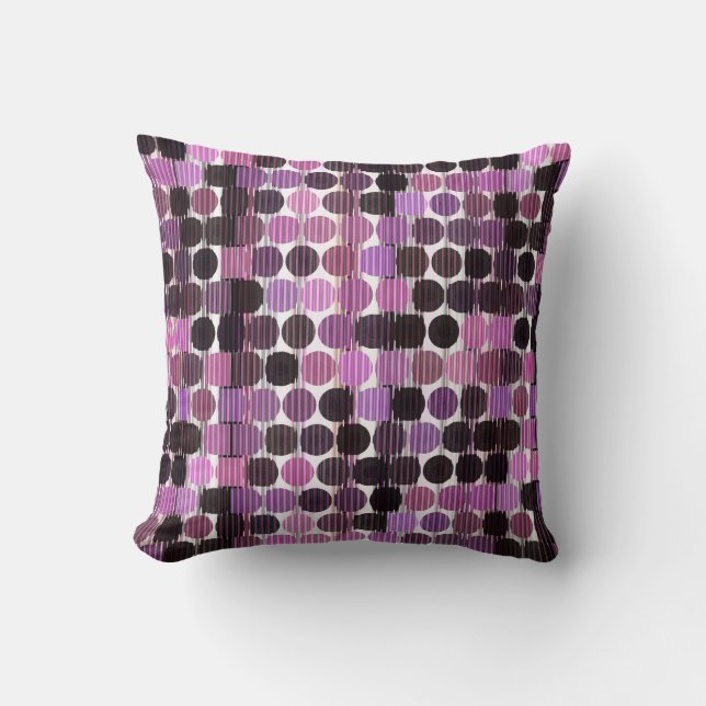 Pink, Mauve and black rose geometric Throw Pillow (Front)