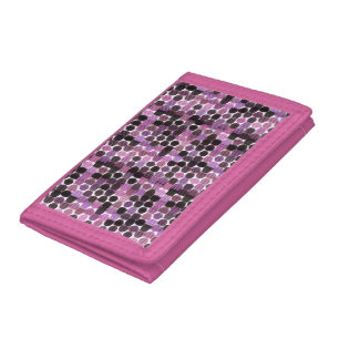 Pink, Mauve and black rose geometric Tri-fold Wallet