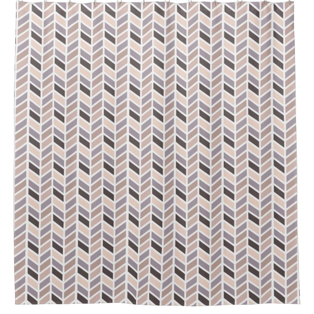 Pink, Mauve, Brown Herringbone Pattern Design Shower Curtain (Front)
