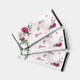 Pink mauve burgundy greenery wedding hershey bar favors