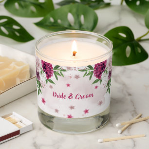 Pink mauve burgundy greenery wedding scented candle
