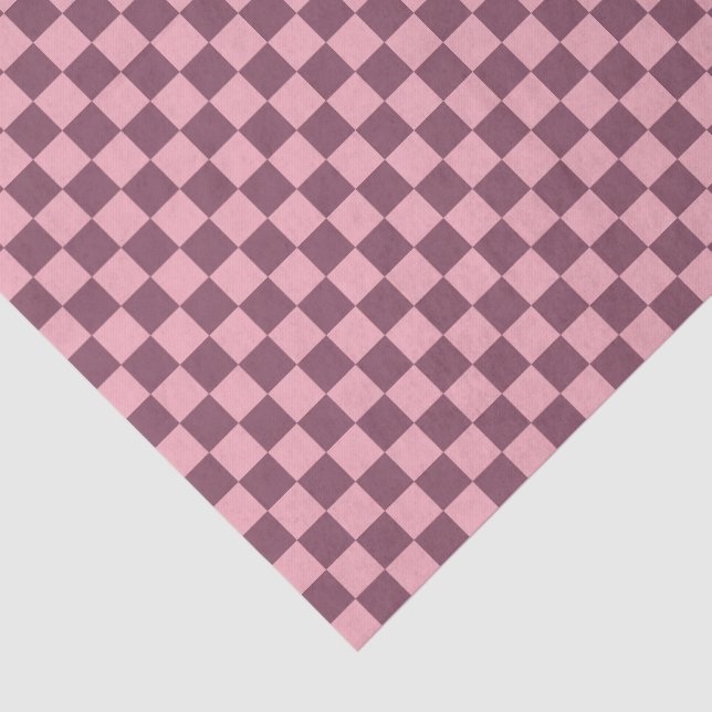 Pink Mauve Checkerboard Checkered Girly Retro Y2K Tissue Paper (Detail)
