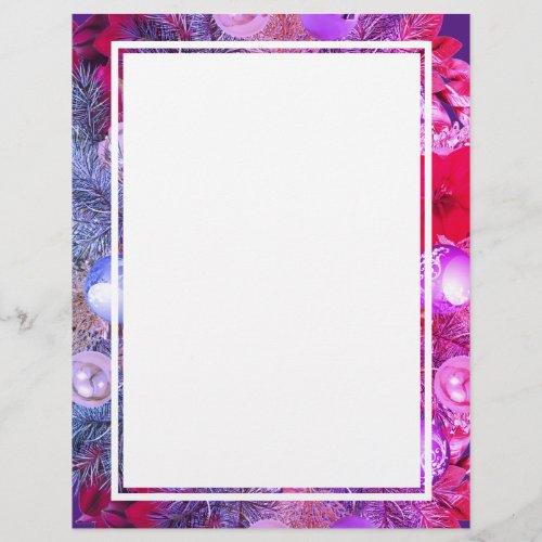 Pink Mauve  CHRISTMAS WREATH  Festive Holiday Letterhead