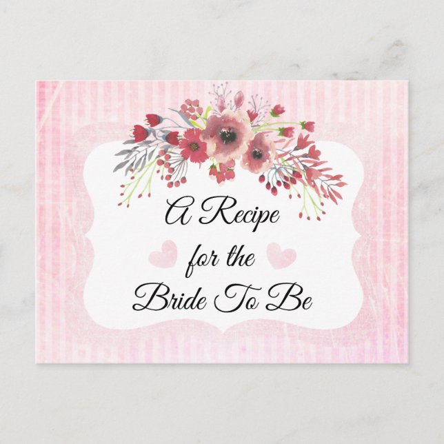 Pink Mauve Coral Blush Pink Recipe Card (Front)